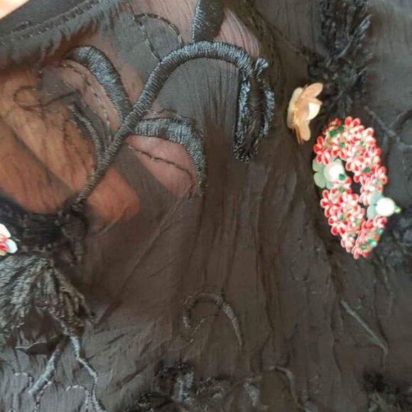 Festive Love Sequins Top Shirt Blouse Women Med Christmas Valentine's Going Out - Picture 6 of 10